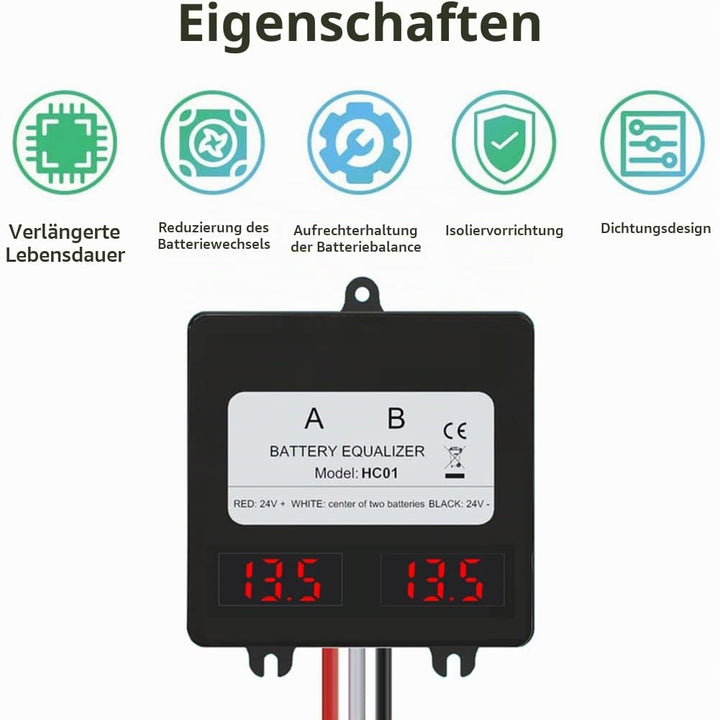 SolaMr 24V Batterie-Equalizer 2x12V Batterie Ausgleicher Battery Balancer Equalizer für Gel/Hochwass