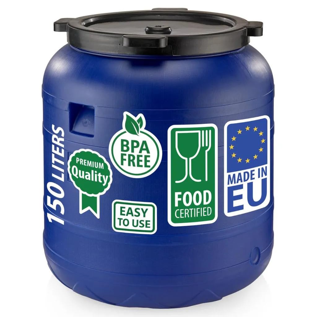 Sterk Plast B150F Fass Durchmesser 55 cm, Fassungsvermögen 150 Liter, Blau