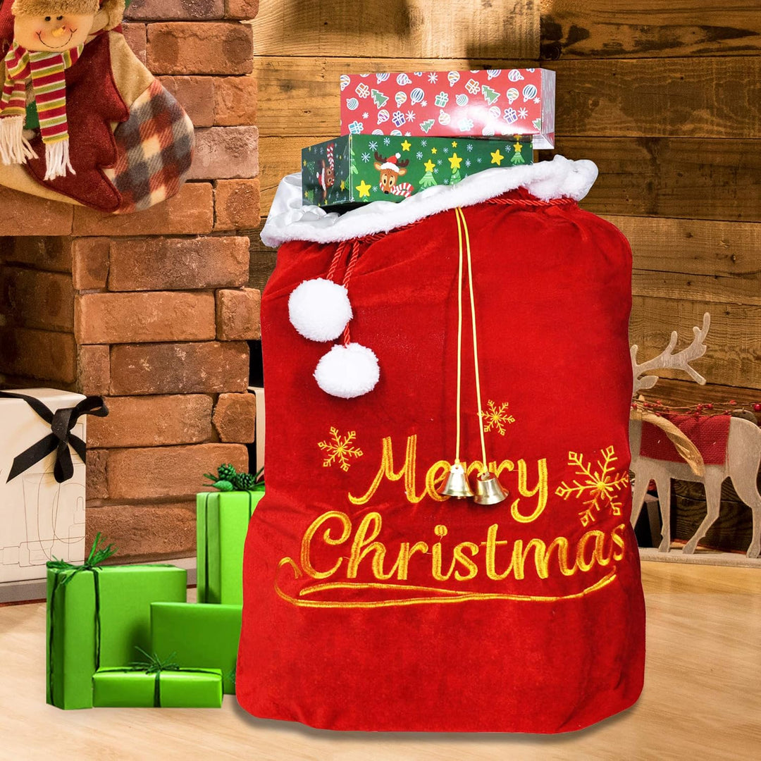JOYIN Weihnachtsges sack 31" x 27", Weihnachtsmann-Sack mit Kordelzug für Indoor-Weihnachtsges-Dekor