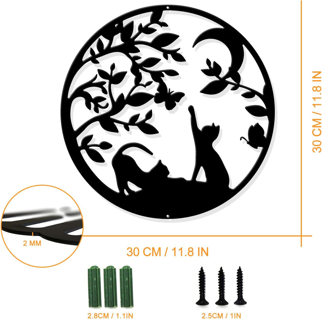 NBEADS Katzen Metall Wandkunst Dekor, schwarze Wandbehang Dekor Silhouette Wandkunst für Zuhause Sch