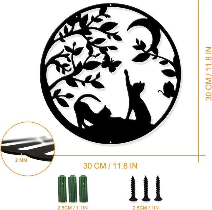 NBEADS Katzen Metall Wandkunst Dekor, schwarze Wandbehang Dekor Silhouette Wandkunst für Zuhause Sch