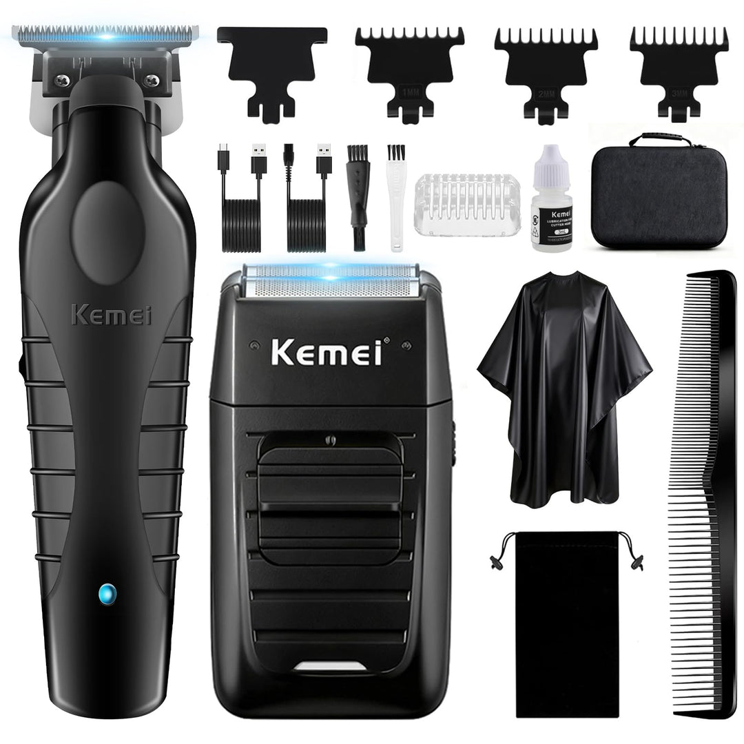 KEMEI Professionelle Haarschneidemaschine und Folienrasierer Set, Elektrische Haarschneidemaschine f