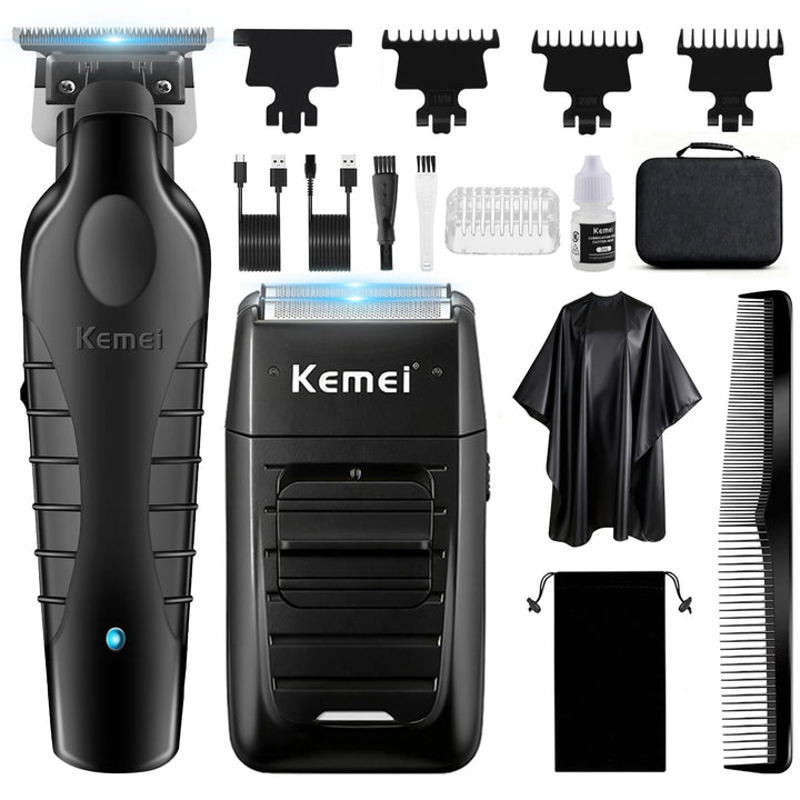 KEMEI Professionelle Haarschneidemaschine und Folienrasierer Set, Elektrische Haarschneidemaschine f