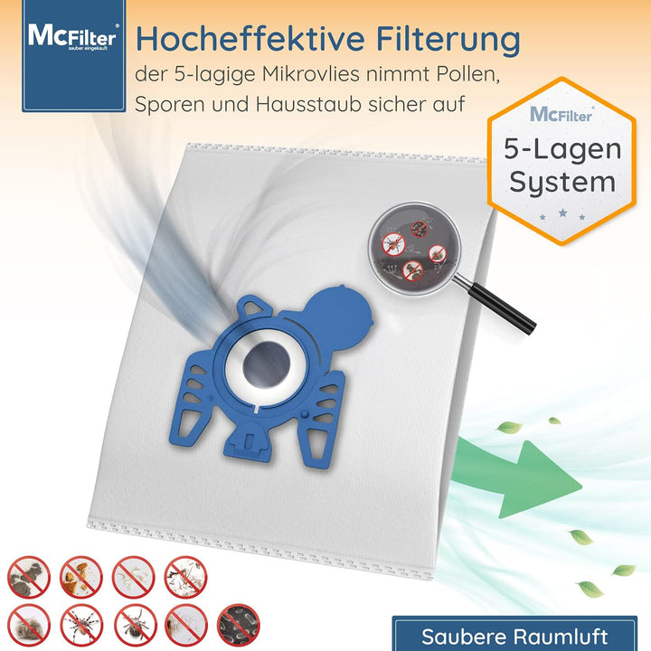 McFilter | 20 Staubsaugerbeutel Alternative für Beutel Swirl M40 / M49, Staubbeutel inkl. Mikrofilte