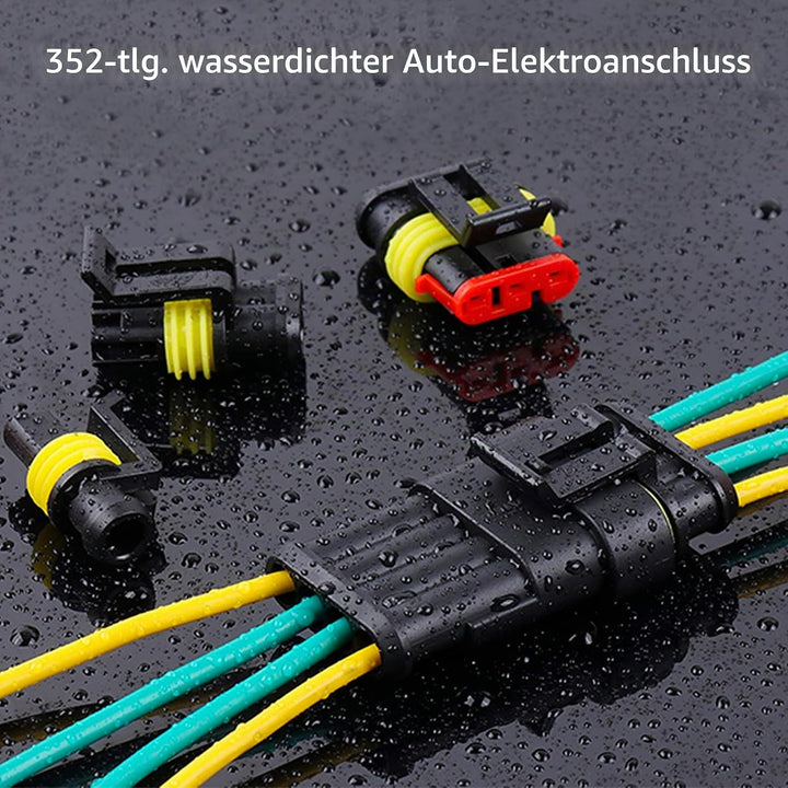352 Stücke Wasserdichte KFZ Kabel Stecker Kit, 1/2/3/4 Pin Auto Stecker, schnelle und sichere elektr