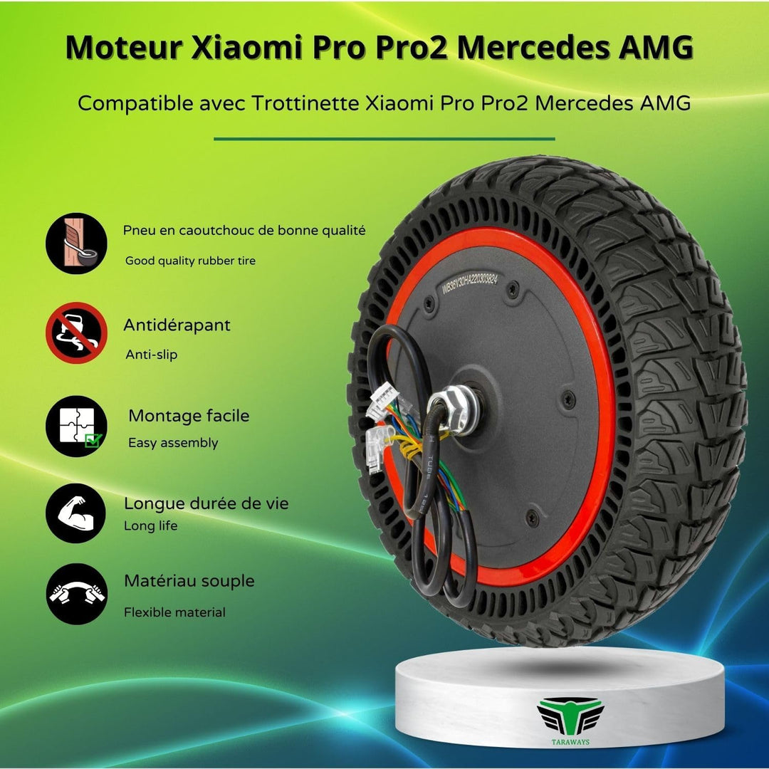 Motor Vorderrad Scooter Xiaomi Pro Pro2 Mercedes AMG (Solid Tire Mountainbike) Schwarz, Schwarz