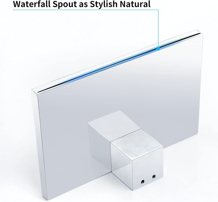 SHANFO Waschtischarmatur Wandmontage Wasserfall Chrom Wasserhahn Unterputz Armatur Einzigen Handgrif