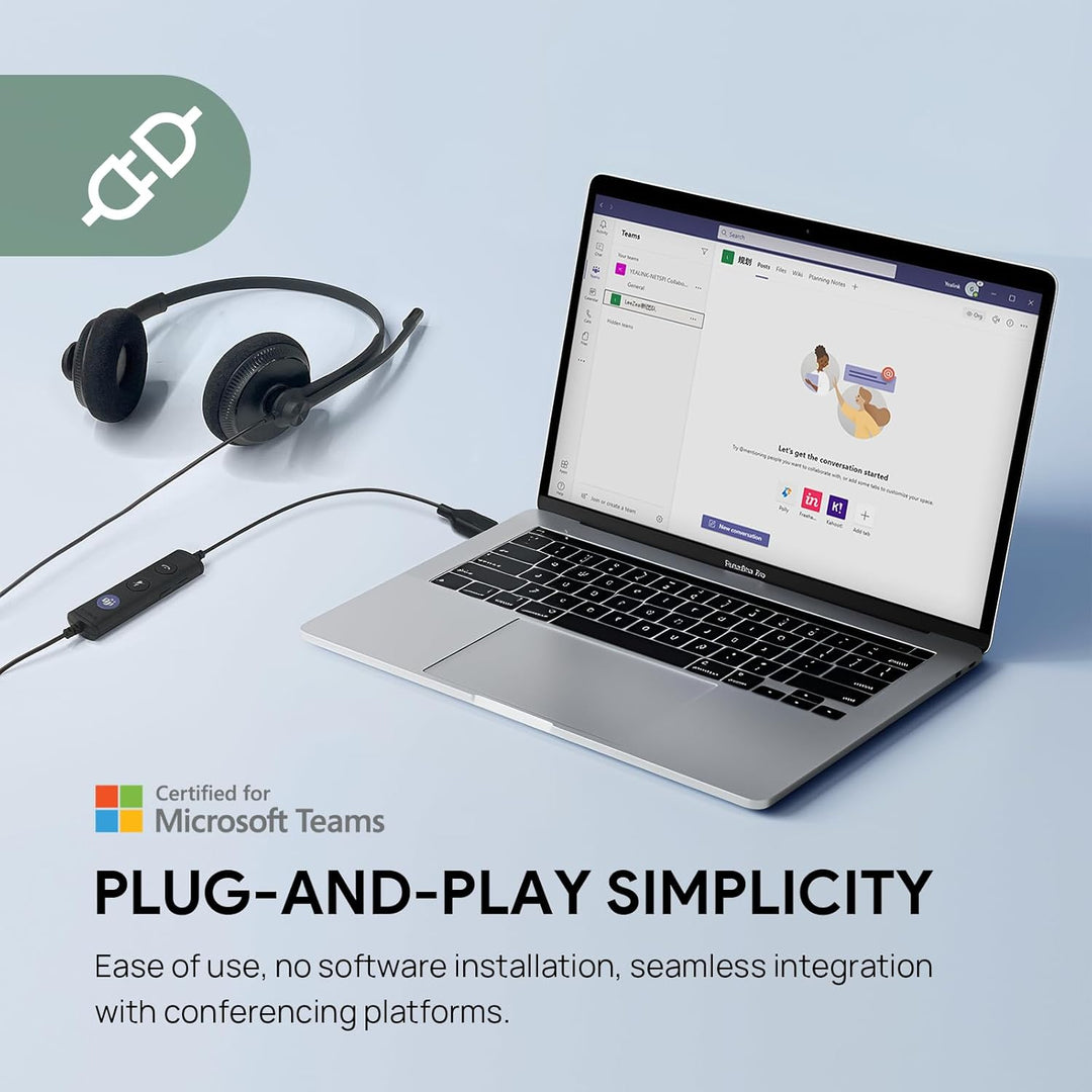 Yealink UH34 USB Wired Headset mit Mikrofon - Stereo-Kopfhörer mit Geräuschunterdrückung, profession