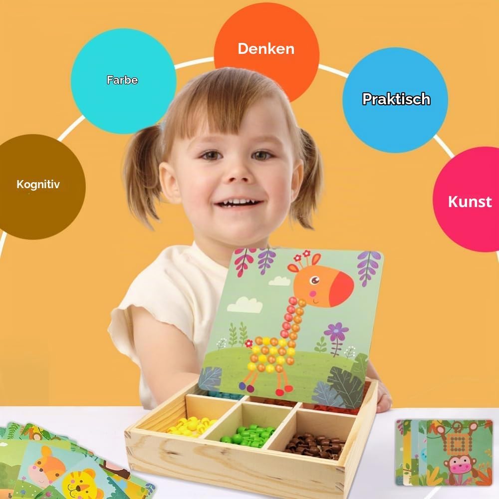 RANJIMA Mosaik Steckspiel für Kinder, Spielzeug ab 2 3 4 5 Jahre Holz Mosaik Bastelset Kinder Pegboa