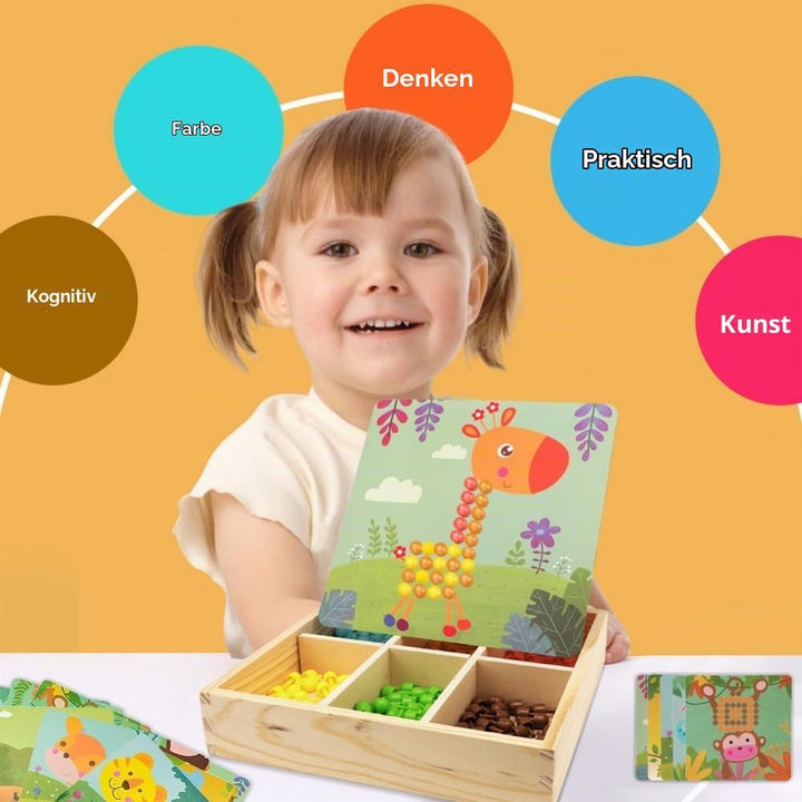 RANJIMA Mosaik Steckspiel für Kinder, Spielzeug ab 2 3 4 5 Jahre Holz Mosaik Bastelset Kinder Pegboa