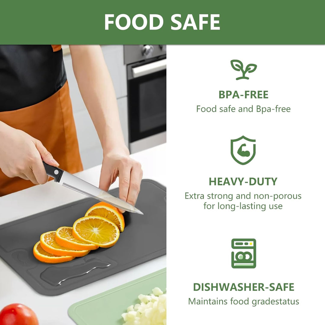 Gintan 2 Pack Flexibles TPU Schneidebrett, BPA-frei, mit Messer- und Saftrille, kratzfeste flexible
