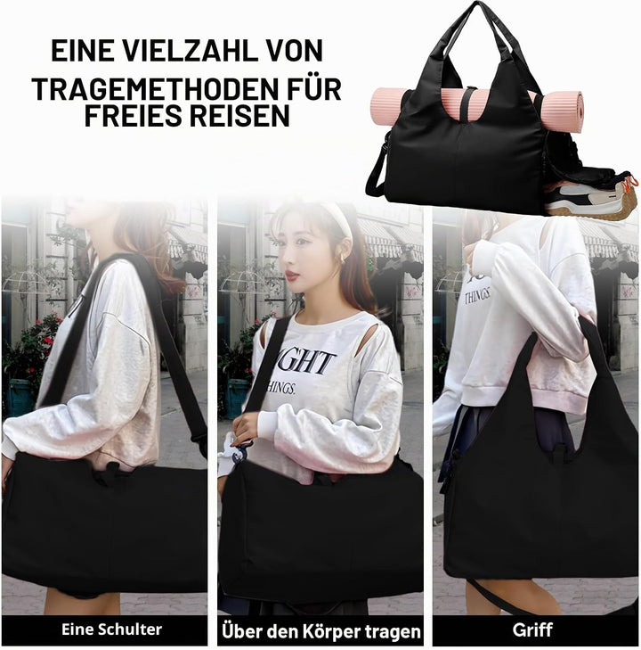 30L Grosse Schwarze Yogatasche: Wasserdicht Tragetasche Yogatasche, Sporttasche Damen, Sporttasche R