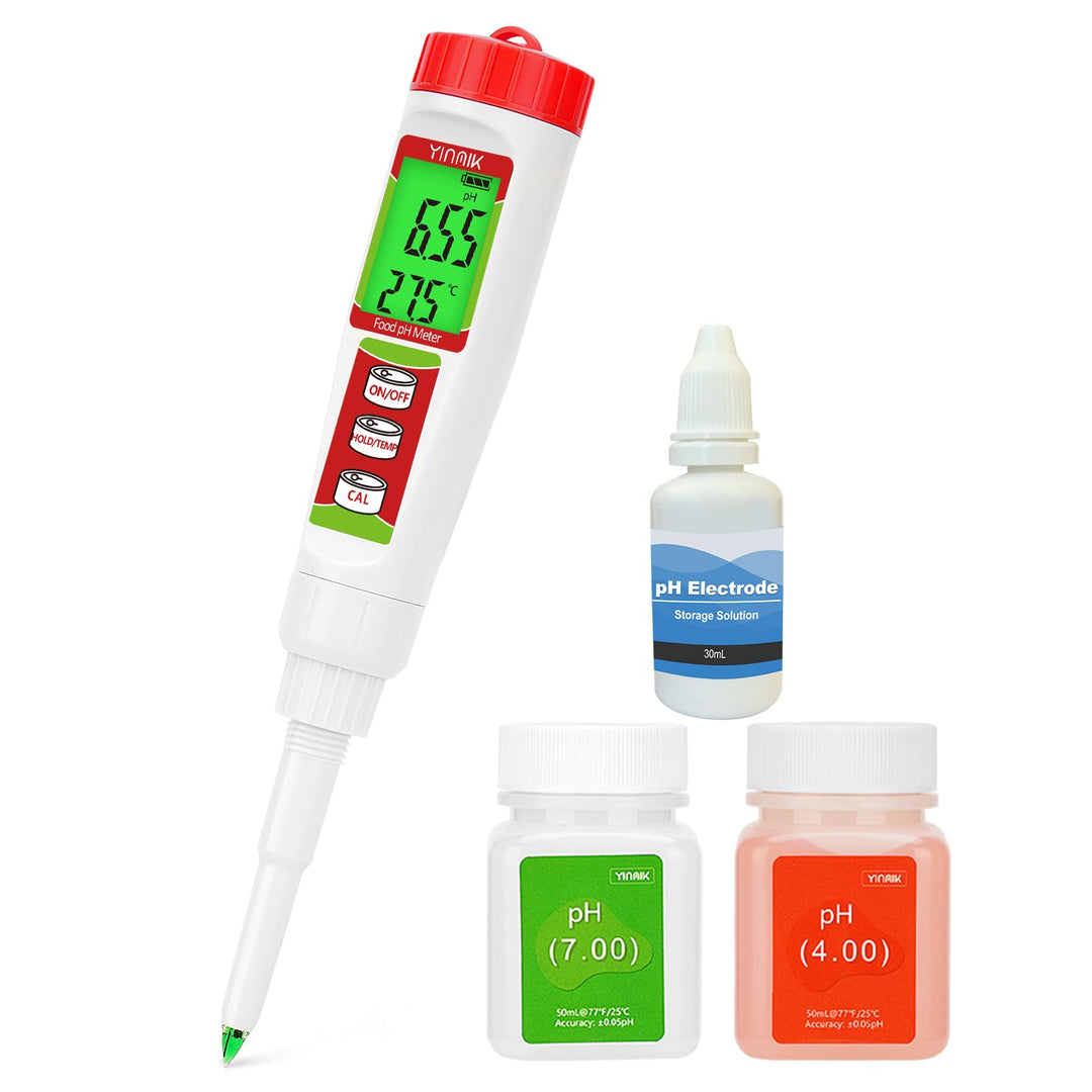Digitales pH Messgerät, YINMIK pH Tester für Lebensmittel mit Kalibrierlösung, pH Wert für Fermentat