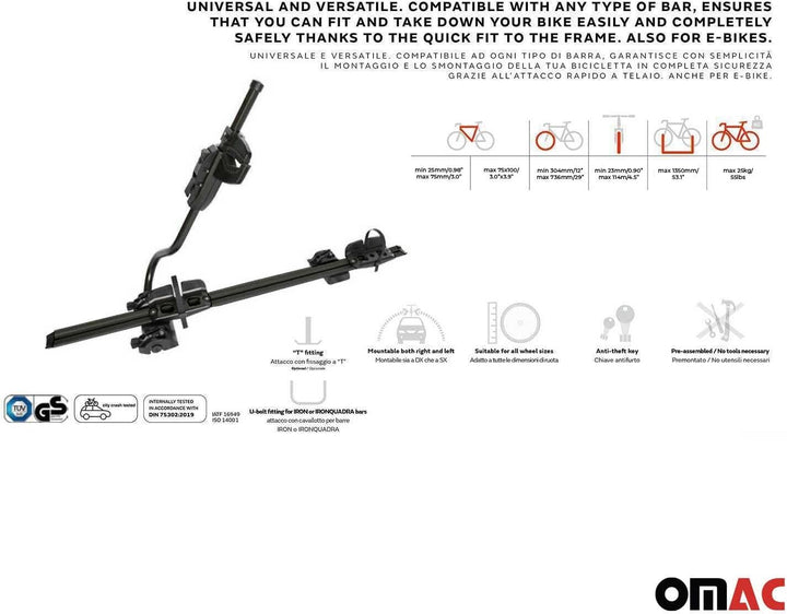 Farad Fahrradträger Dachfahrradträger kompatibel mit Fahrräder bis 25kg Stahl EBike FatBike
