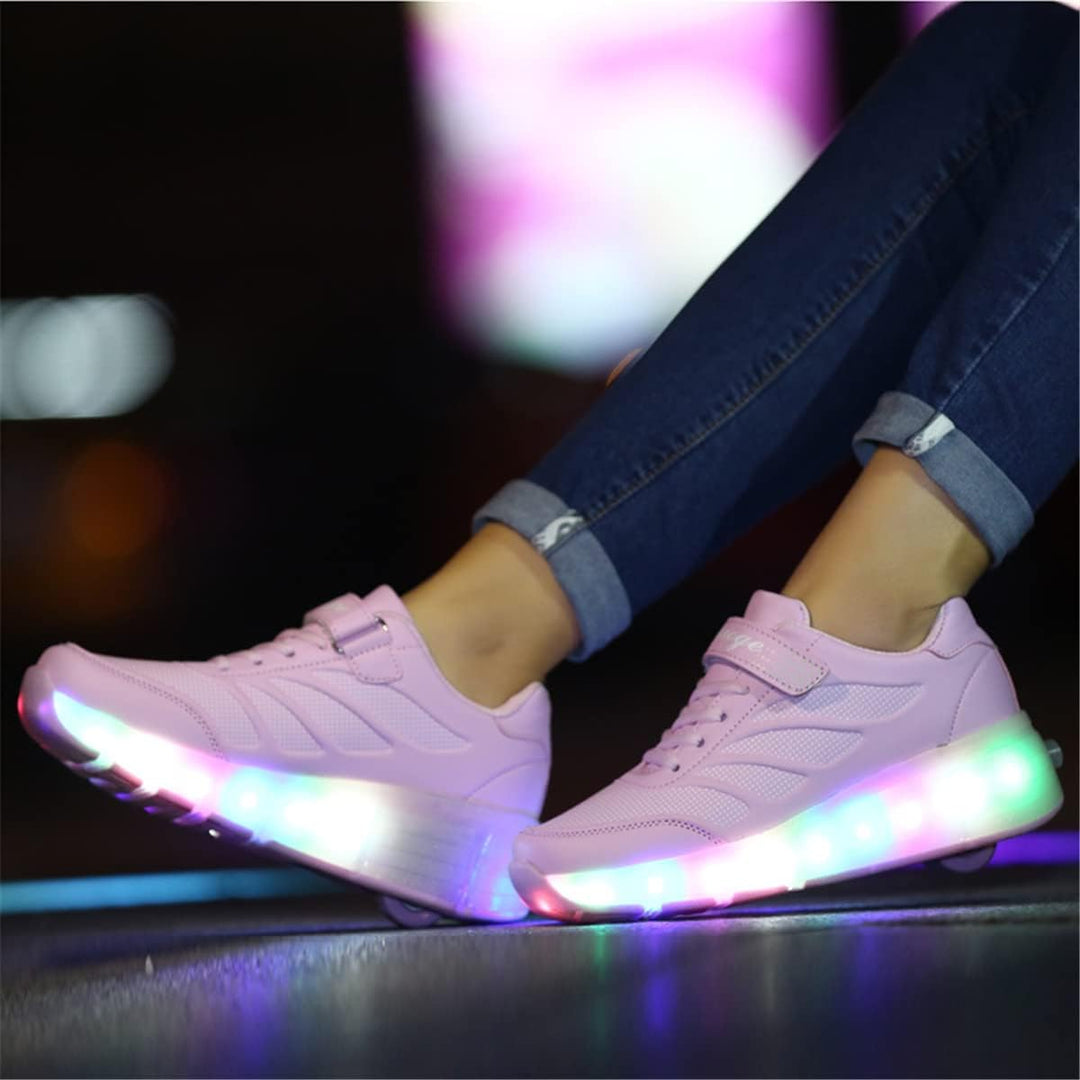 Kinderroller mit LED Licht | Automatisch Einziehbar & Abnehmbare Vorderreifen | Outdoor-Spiel-Schuhe