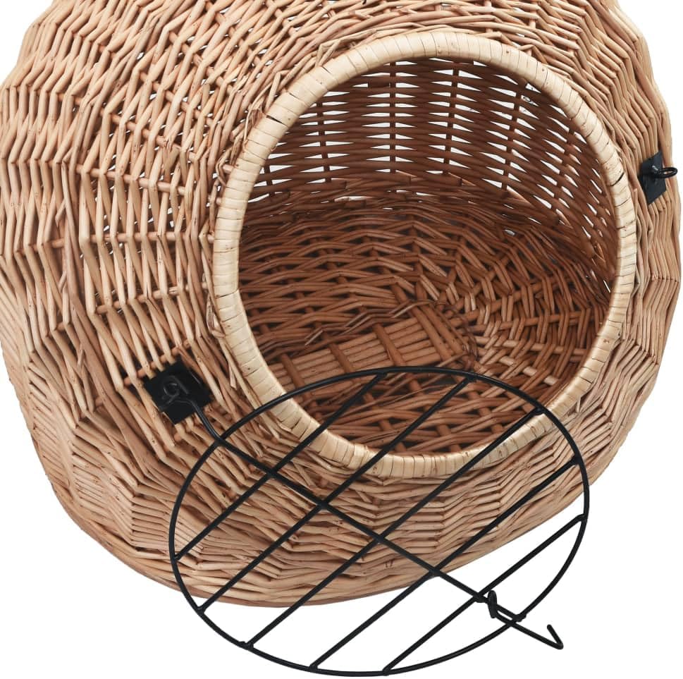 vidaXL Katzen Transportkorb Natürliche Weide Katzenbox Katzenkorb Transportbox 60 x 45 x 45 cm Gelb,