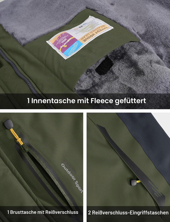 MAGCOMSEN Winterjacke Herren Warm Gefüttert Skijacke Wasserdicht Regenjacke Snowboardjacke Outdoor F