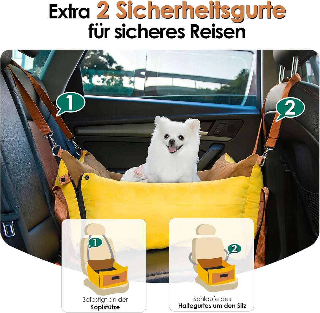Hundesitz Auto für Kleine Hunde Unter 15KG, Tragbares Hundekorb mit Ausziehbarer Ruhebereich, Abnehm