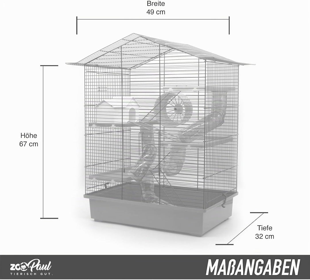 ZooPaul XXL Nagerkäfig Hamsterkäfig schwarz beige Maus Käfig Tunnelsystem Zubehör, schwarz beige