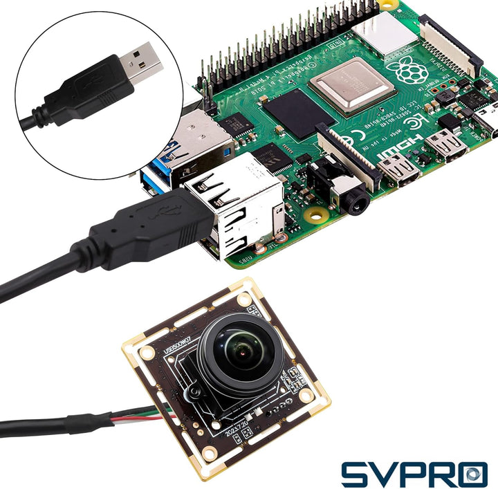 Svpro 5MP 30FPS USB Kameramodul, M12 Fisheye Objektiv, Ultra Weitwinkel 200 Grad Webcam Board IMX335