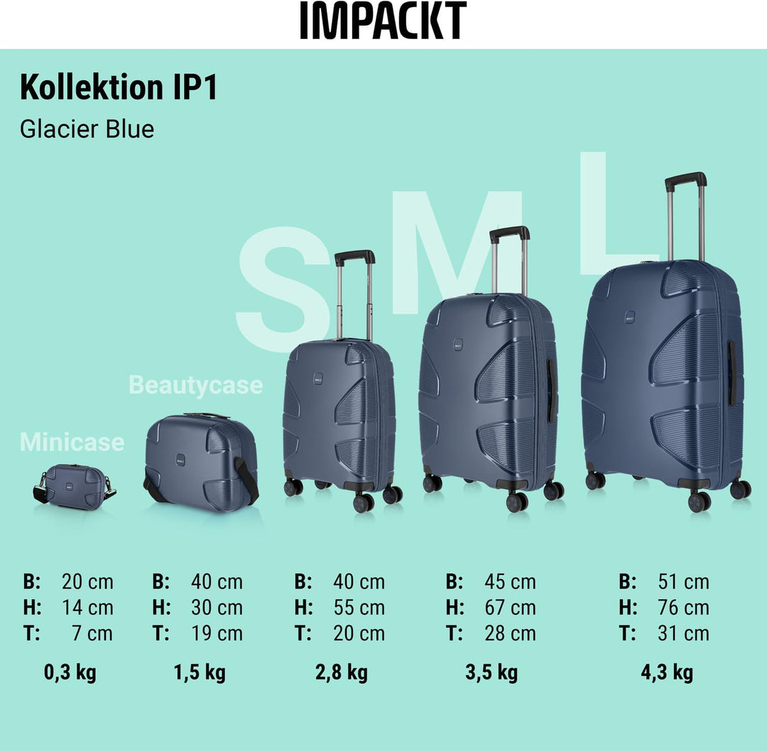 IMPACKT IP1 4-Rad Hartschalenkoffer aus recyceltem Material mit 6 Jahren Garantie; nachhaltiger Reis