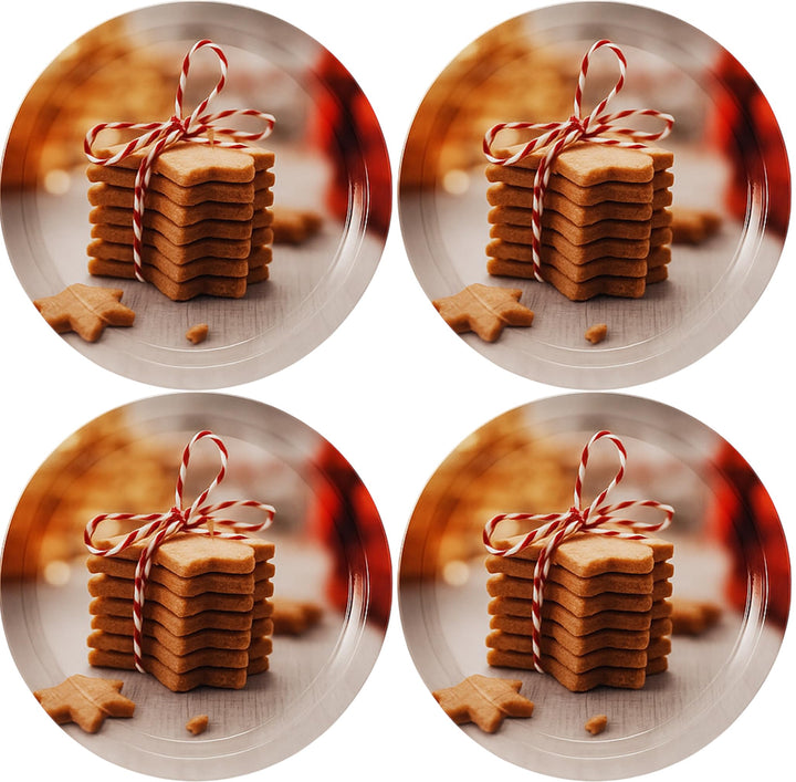 Weihnachtsteller aus Metall - 4 Stück - Weihnachts- oder Nikolaus-Teller mit verschiedenen Motiven f
