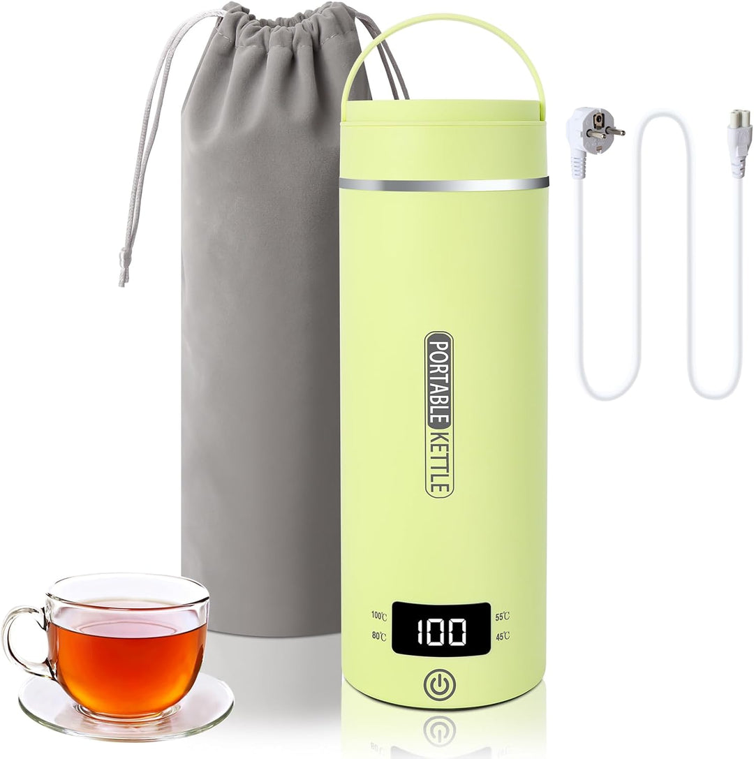 Reise Wasserkocher Klein Elektrische, 500ML/300W Tragbarer Wasserkocher Mini Wassertasse Edelstahl 3