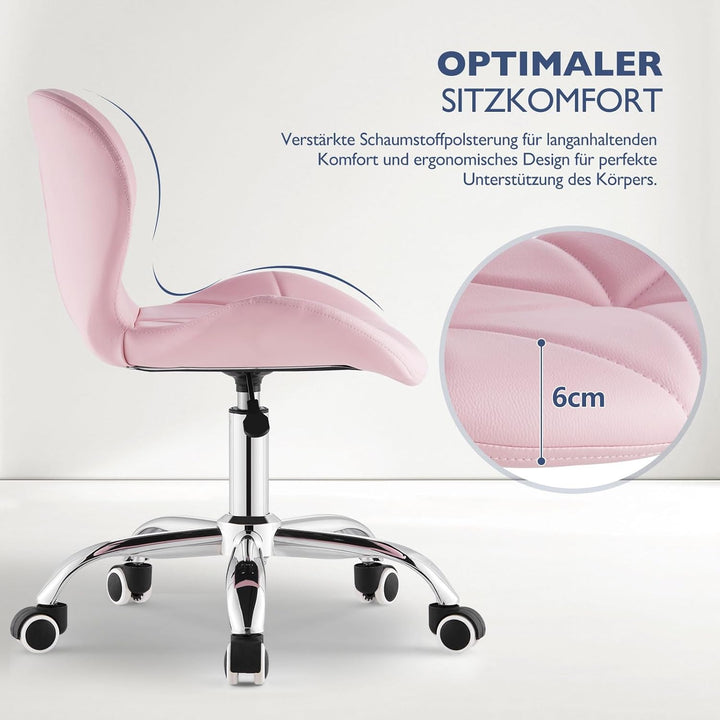 CLIPOP Bürostuhl ohne Armlehne, Drehstuhl 360°, Schreibtischstuhl mit Rollen, höhenverstellbar, bis