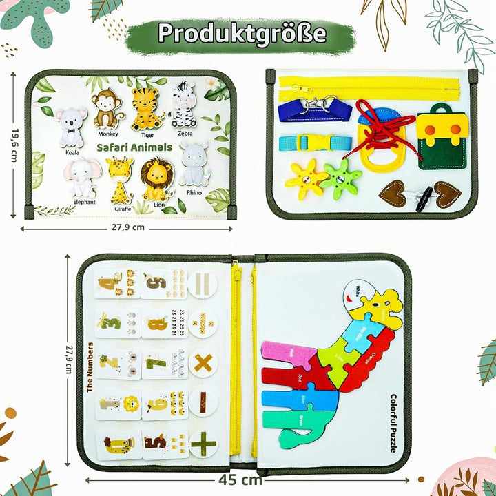 Almaxi Busy Board Montessori Spielzeug für die Entwicklung deines Kinde English, English
