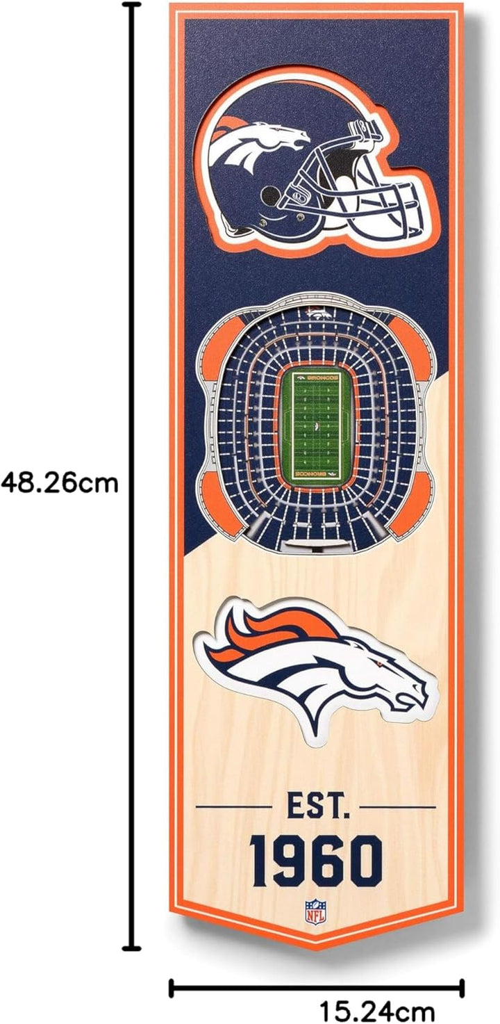 YouTheFan NFL 3D Stadion Banner, 15,2 x 48,3 cm Denver Broncos, Denver Broncos
