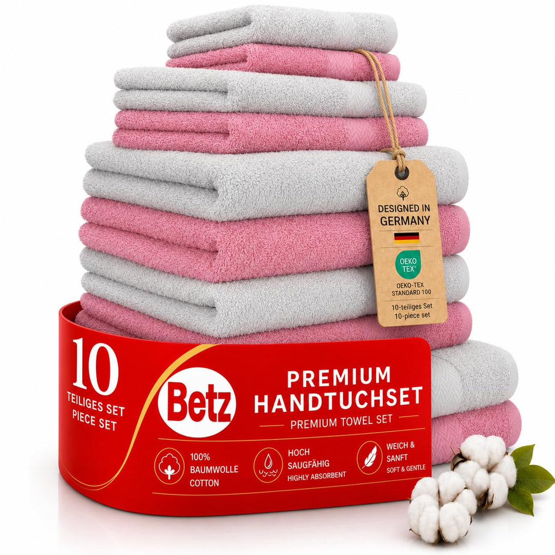 Betz 10-TLG. Handtuch-Set Classic 100% Baumwolle 2 Duschtücher 4 Handtücher 2 Gästetücher 2 Seiftüch