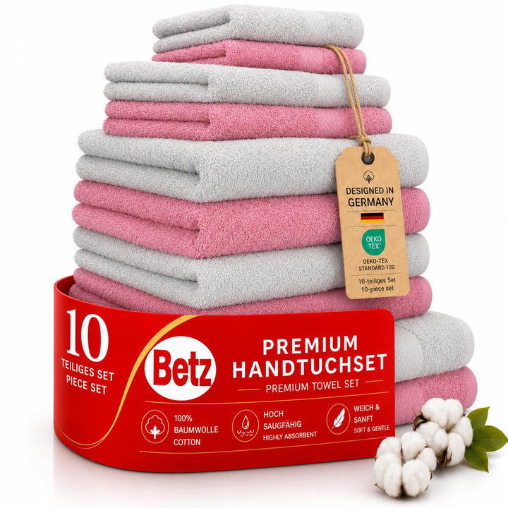 Betz 10-TLG. Handtuch-Set Classic 100% Baumwolle 2 Duschtücher 4 Handtücher 2 Gästetücher 2 Seiftüch