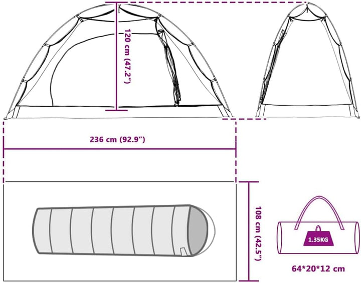 vidaXL Zelt mit Dach Sonstiges mit Luftentlüftung Schutz Camping Outdoor UV 236 x 108 x 120 cm, 236