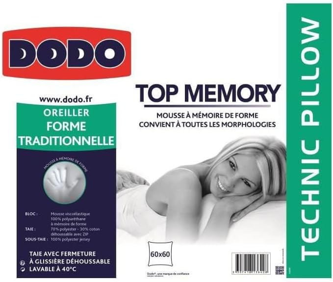 Dodo Topmemory Kissen aus Memory-Foam, 60 x 60 cm, Weiss