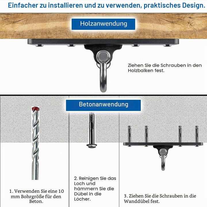 Dolibest Schwerer Taschen-Aufhänger, Wand-Deckenhalterung für Suspensionstrainer, Körpergewicht-Kraf