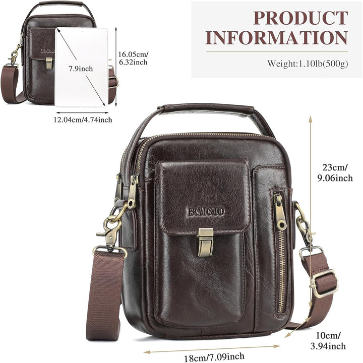 BAIGIO Umhängetasche Herren Leder Schultertasche Vintage Crossbody Bag Messenger Herrentasche zum Um