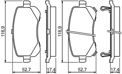 Bosch BP1415 Bremsbeläge - Hinterachse - ECE-R90 Zertifizierung - vier Bremsbeläge pro Set