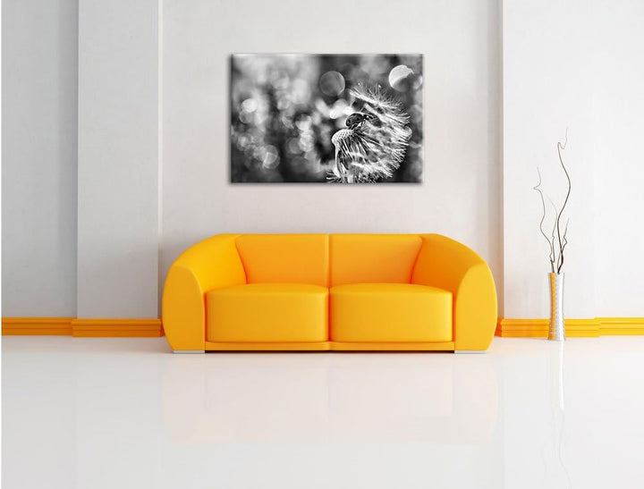 Pixxprint Marienkäfer auf Pusteblume als Leinwandbild/Grösse: 100x70 cm/Wandbild/Kunstdruck/fertig b