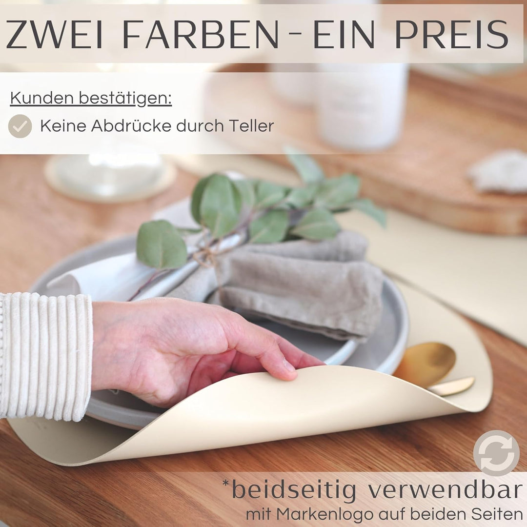 Mahewa® 6er Set Premium Tischset aus Leder-Imitat - Kunstleder Platzset abwaschbar und wasserdicht -