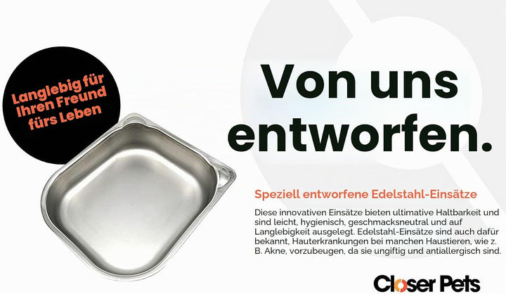 Closer Pets C100 One Meal Automatischer Futterspender für Katzen und kleine Hunde mit Edelstahl-Futt