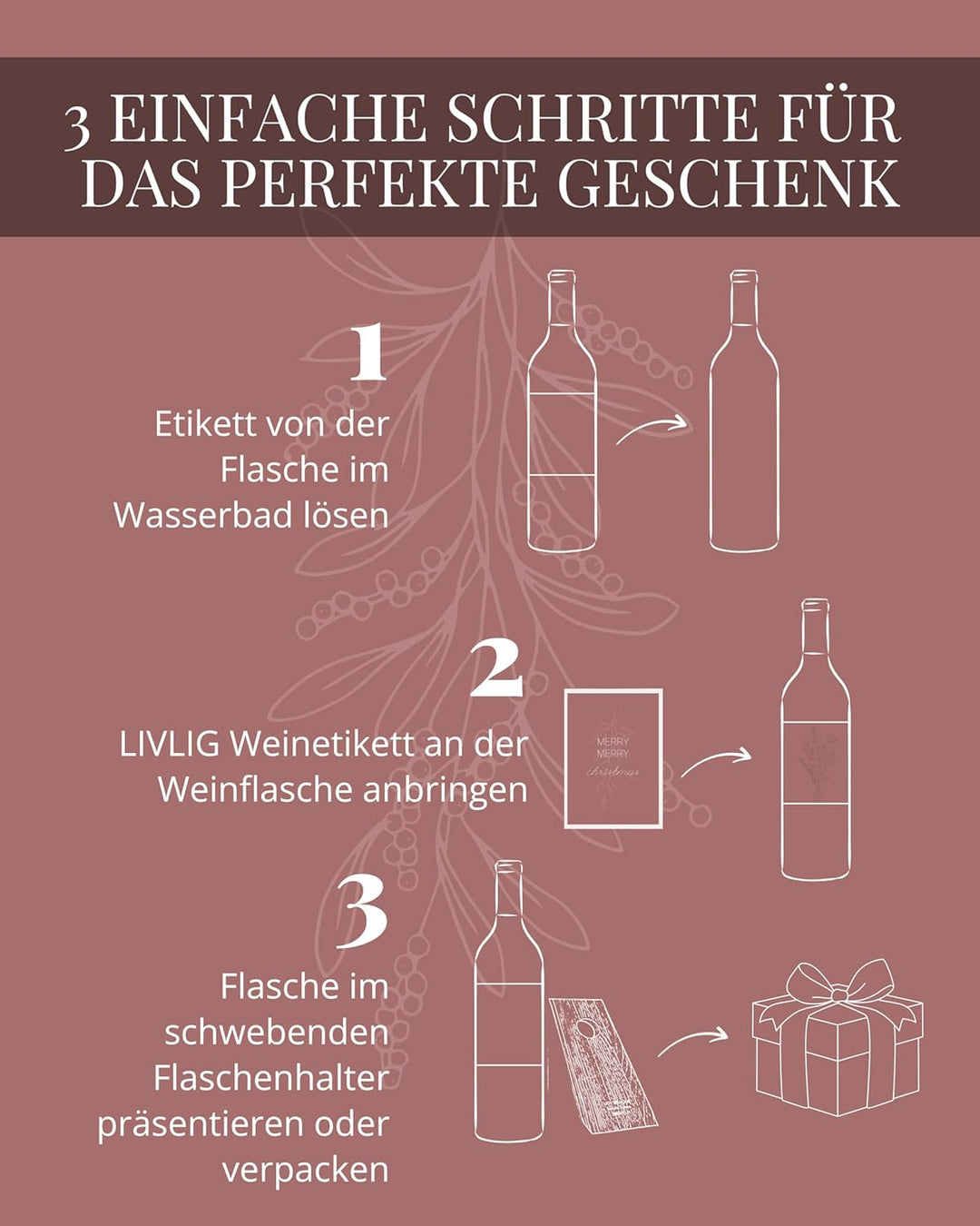Livlig53 Weinflaschenhalter aus Holz, Magischer Flaschenhalter aus Eiche mit personalisiertem Weinet