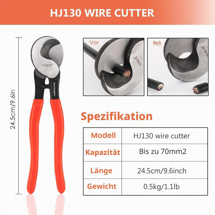 Batteriekabelschuh-Crimpwerkzeug von6-50mm²（ AWG 8-1/0） mit Kabelschneider(HX50B crimper kit) HX50B