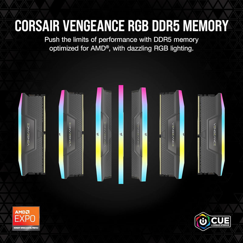 Corsair VENGEANCE RGB DDR5 RAM 64GB (2x32GB) 6000MHz CL40 AMD EXPO iCUE Kompatibel Computer Speicher