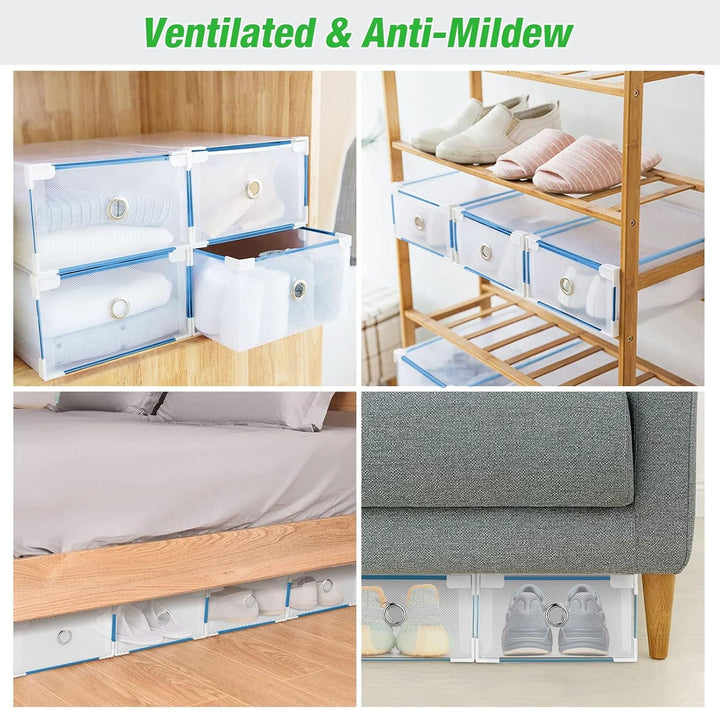 Schuhboxen transparent – Stapelbare Schuhschachteln mit Schubladen | Platzsparende Schuhaufbewahrung