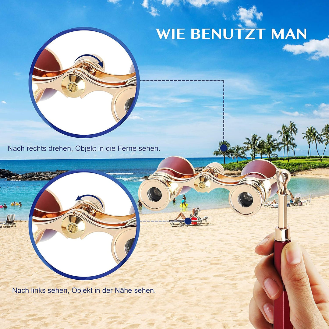 Aomekie Opernglas Theaterglas mit ausziehbarem Griff 3X Vergrösserung Fernglas für Theater Konzert O