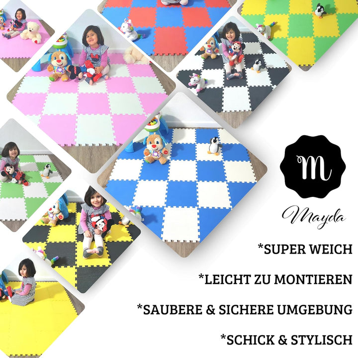 Puzzelmatten für Babys und Kinder - Spielmatte Puzzlematte Baby - 25 Eva TLG (30x30x1cm) Schaumstoff