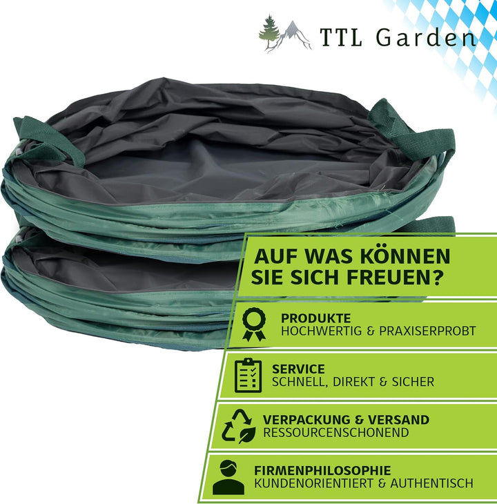 TTL Garden 2x 160L Pop Up Gartensack Premium - 220gsm 600D Oxford 2er Set 160 Liter Gartenabfallsack