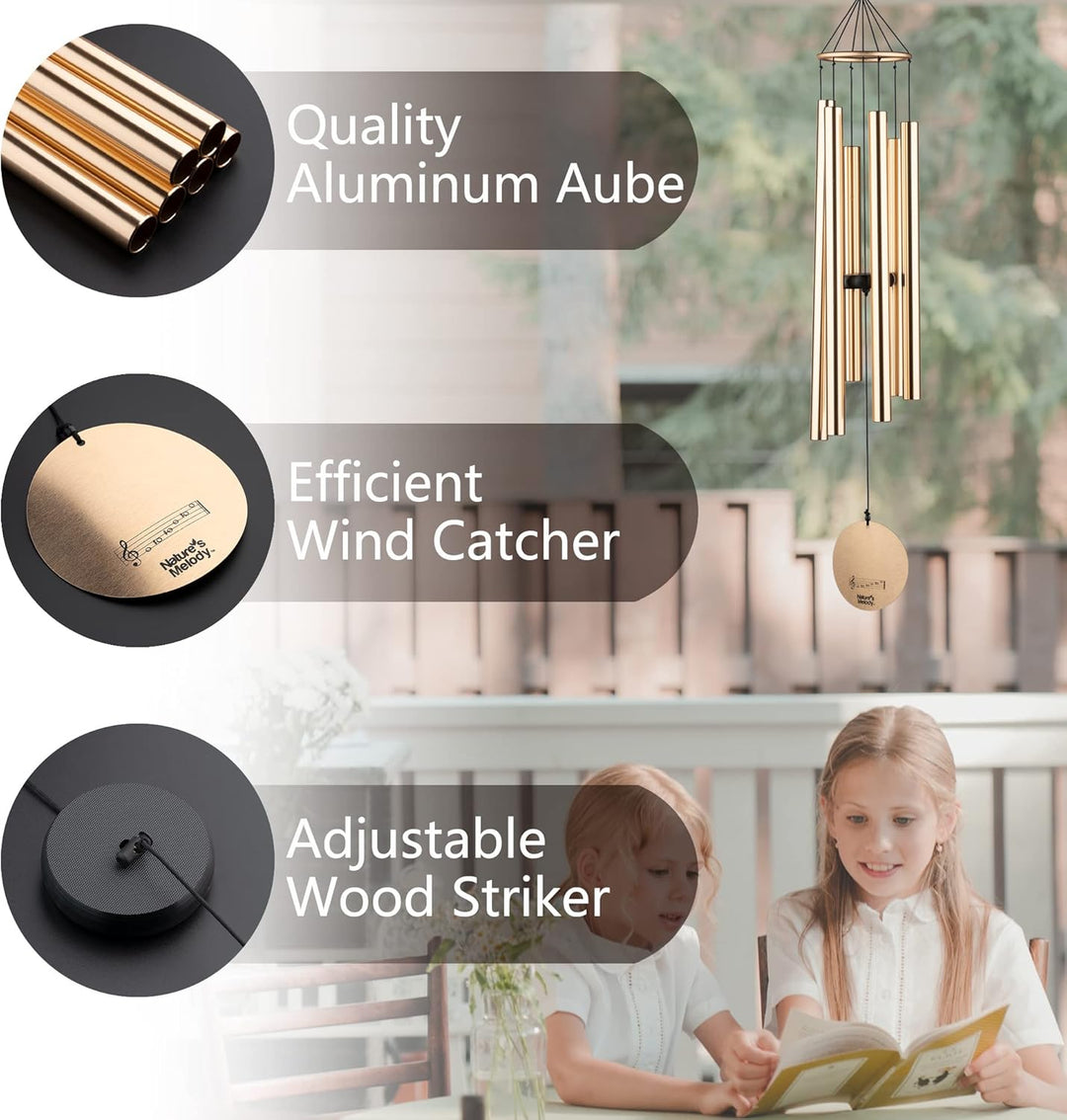 OSVINO Klangspiele Windspiele Aluminium mit Klang Gesamtlänge 90cm gross für drinnen draussen Balkon