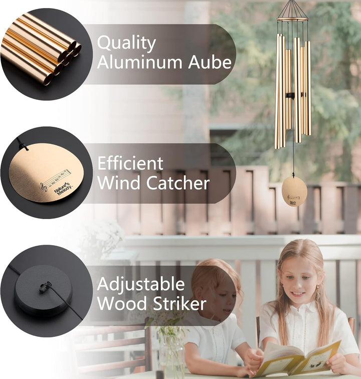 OSVINO Klangspiele Windspiele Aluminium mit Klang Gesamtlänge 90cm gross für drinnen draussen Balkon