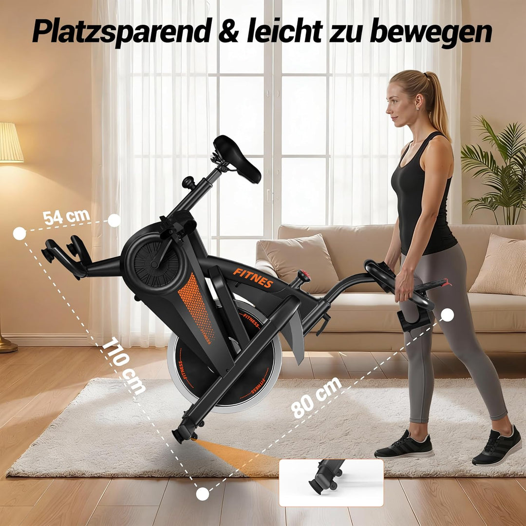 UMAY Heimtrainer Fahrrad Klappbar, Indoor Spinning Bike, Ergometer mit Pulsmessung & LED Display, Ho
